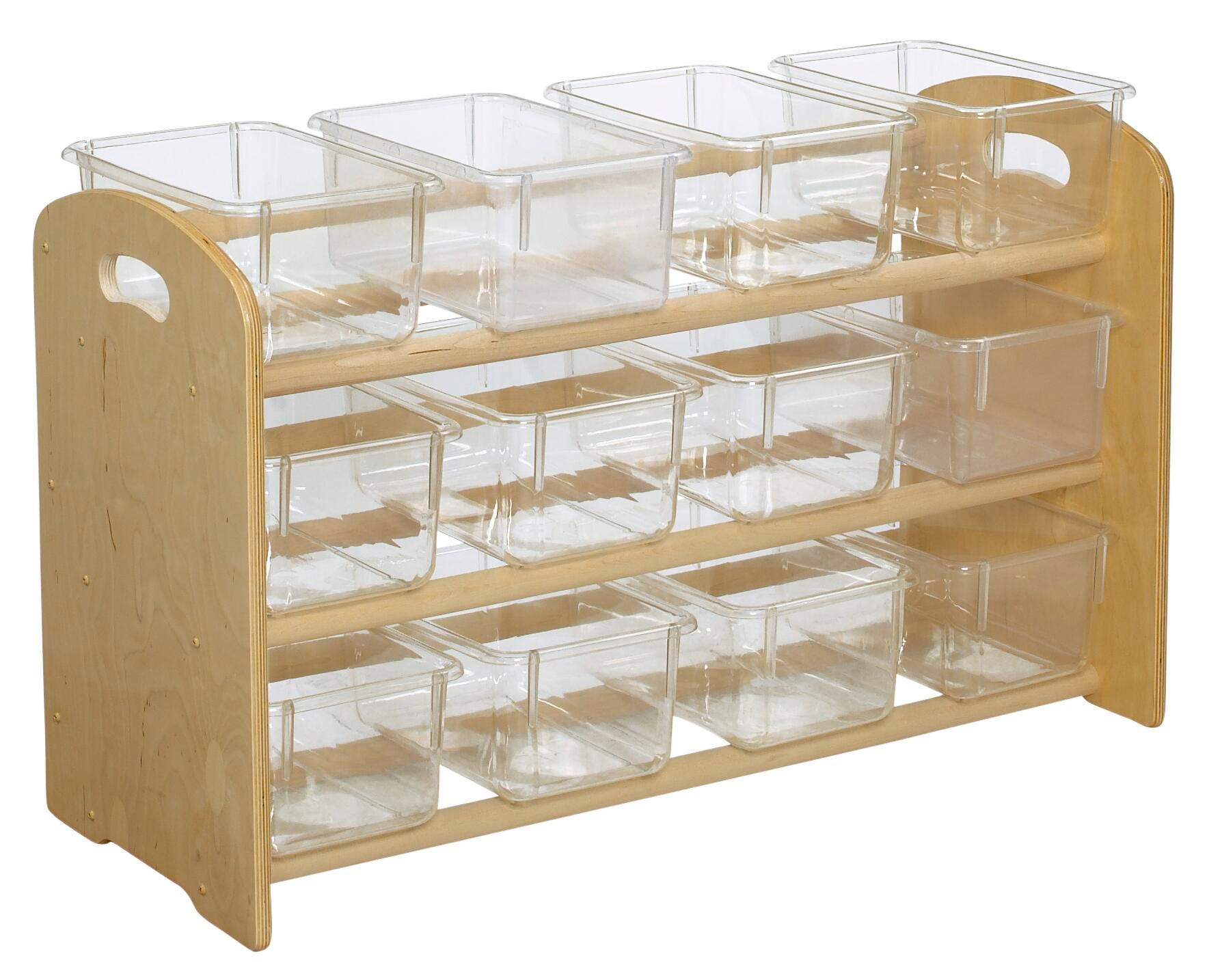 Childcraft ABC Furnishings Dowel Rack With 12 Clear Trays, 35-3/4 x 14-1/2 x 21-3/4 Inches, Item Number 1537053